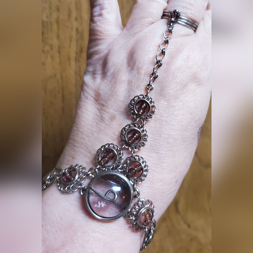 Silver and Purple Ring Bracelet
